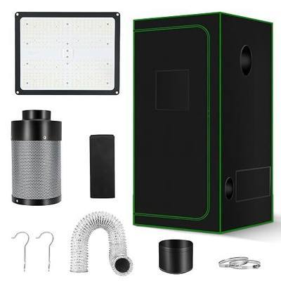 Grow Tent Complete System 2x2, Schedule Full Spectrum 100W LED Grow Light & Grow Tent Kit 24"x24"x48", 4" Adjustable Ventilation Kit, Noise-reducing Rubber Duct Connector