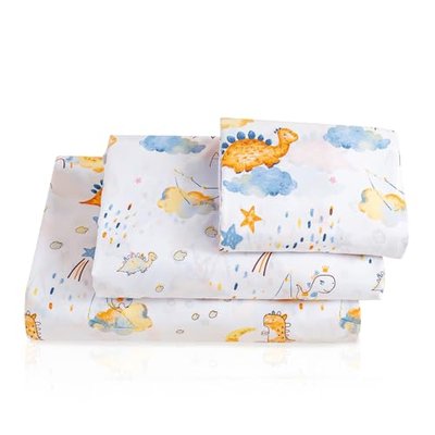 LONAVA Twin Sheet Set Kids - 3 Pieces Soft Microfiber Cartoon Style Bedsheets for Boys Girls Teens, Oeko TEX, Breathable Deep Pocket Sheets, (Astronauts)