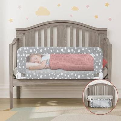 NUTIKAS Crib Rail Guard for Toddlers - 35.4" Toddler Bed Rails Convertible Safety Side Protector Swing Down Mesh Breathable Bed Barriers with Reinforced Anchor Safety