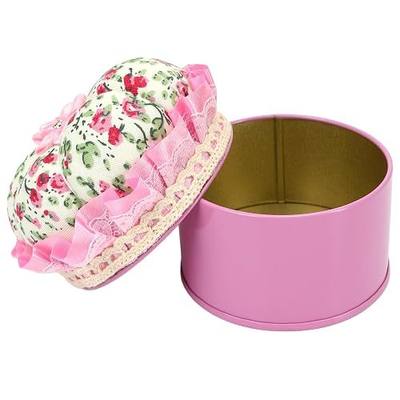 Pink Pin Cushion Lid with Iron Storage Jar, Needles Quilting Pins Holder Case for Sewing, Ideal Gifts for Women, Moms, Grandmas & Quilting Enthusiasts - Room Home Decor DIY Craft