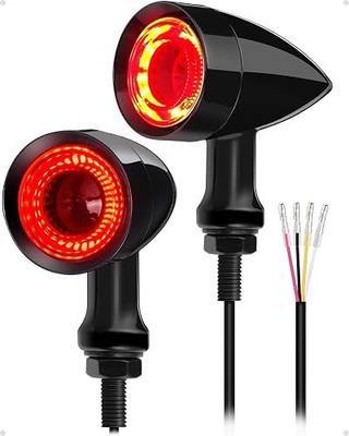 Benlari Motorcycle Bullet 48 LEDs Rear Turn Signal Light SMD Blinker Indicator Fit for Honda Yamaha Suzuki Kawasaki Harley (Black,Rear Turn Light) (Black/Red and Amber Light)
