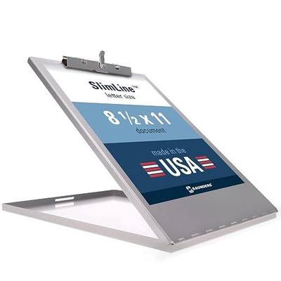 Saunders Silver Slim Metal Storage Clipboard, 8.5x11 Letter Size. Shatterproof Aluminum Nursing Folio & Contractor Form Holder. HIPAA Privacy Cover, High-Grip Steel Clip. Made in USA Mobile Desk