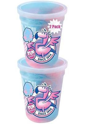 Fun Sweets Cotton Candy 2-Pack - Blue Raspberry and Cherry Swirl Flavor CottonCandy in 1.5 oz Tubs - Individual Carnival Cotton Candy Tubs