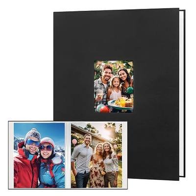 11x14 Photo Album Holds 64 Photos, Linen Cover Art Portfolio 11x14, Photo Album Art Portfolio Folder with Clear Plastic Sleeves for Kids & Artists Artwork Drawing, Black