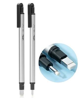 Mr. Pen- Pen Style Eraser Set, 2 Pack, Square & Round Tip | Precision Pencil Erasers, Retractable Silver Eraser Pens for Drawing, Sketching, Detail Correction, Office & School Supplies