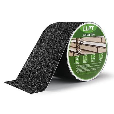 LLPT Grip Tape 4" x 16.5 Ft Black Heavy Duty Anti Slip Tape | 80 Grit Aluminum Oxide, Waterproof, Strong Adhesion for House Stairs Ladders Floor Steps Staircase Tread Outdoor Indoor Use