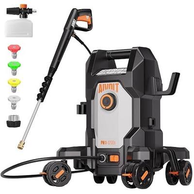 AIVOLT 4800PSI Electric Pressure Washer, Electric Power Washer | Anti-Tipping 4-Wheel Design, 4 Nozzles, Foam Cannon, Spray Gun, 36FT Cable & 25FT Hose for Cars, Driveways, Patios & Home