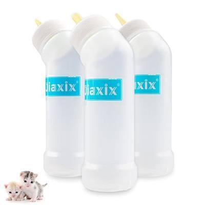Pet Nursing Bottle for Newborn Animals,Kitten Bottle Feeding Kit Silicone Nipple for Kittens Puppys Rabbits Squirrel(Yellow)