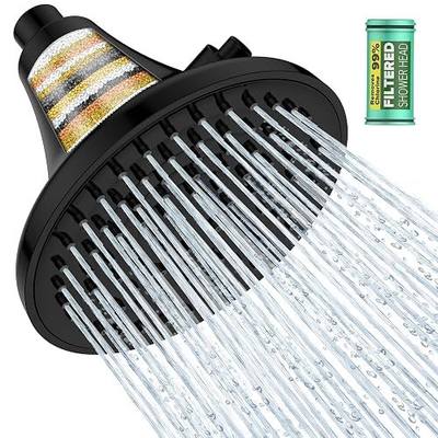 High Pressure Filtered Shower Head, One-Button Filter Replacement, Removes Chlorine & Impurities, Say Goodbye to Dry Skin & Frizzy Hair, 1-Minute Installation, Matte Black