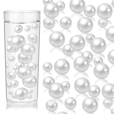 100PCS White Faux Pearls Beads for Centerpiece Vases, Vase Filler Faux Pearls, No Holes Filler Beads for Party Anniversary Birthday Wedding Table Decor, 14/20/30mm