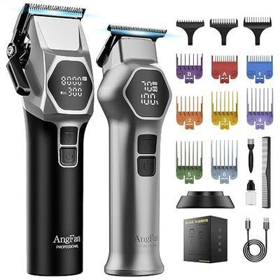 ANGFAN Hair Clippers for Men 8000RPM Brushless Motor 440C Steel Blades | Barber-Grade Cordless Clipper Trimmer Set, 5-Speed, For Fade Designs, Hair Cutting Tools for Professional Barbers