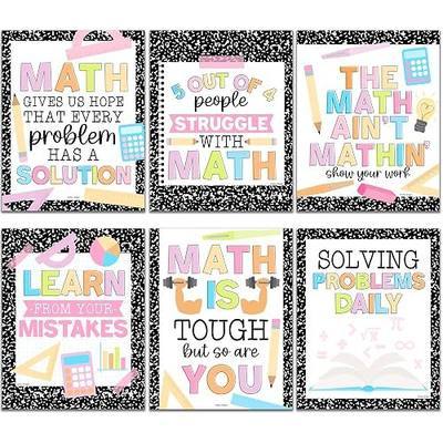 Hadley Designs Math Motivational Posters - 6 Math Posters for Middle School, Elementary School & High School Classroom Must Haves, Teacher Supply for Bulletin Board Set and Composition Classroom Decor