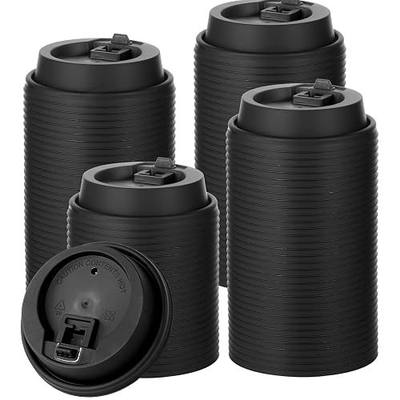 JOLLY CHEF 500 Pack Disposable Coffee Cup Lids, 3.6'' Black Plastic Lids | Suitable for 10, 12, 16, 20 oz Paper Coffee Cups (90 mm)