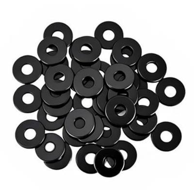 50 PCS 1/4" Washers Flat, 7/10" OD, Black Electroplated Flat Washers Made of Stainless Steel 18-8(304), Flat Washer for Decorating Parts