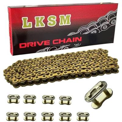 420 Motorcycle Chain Gold 132 Link | Standard Roller Chain with 10 Connecting Master Link for 100cc 110cc 125cc Dirt Pit Bike ATV Quad Go Kart Mini Bike Scooter