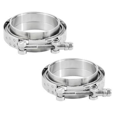 2.25 Exhaust Flange, 2PCS V Band Clamp with Flange Male Female Stainless Steel
