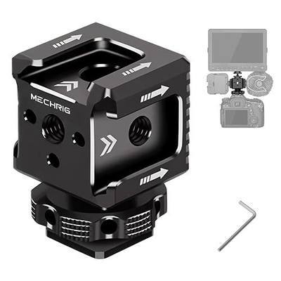 Triple Cold Shoe Mount with 1/4" Thread, Aluminum Camera Hot Shoe Extension Bracket with 3 Port Cold Shoe Mounts for LED Video Light Monitor Microphone Camera Cage (62011)