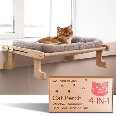 WONDER FAMILY Cat Window Perch for Large Cats – 4-in-1 Heavy Duty Hammock Bed – Foldable Window Shelf Seat for Indoor Cats – Elevated Cat Hammock Ledge Cozy Bed Windowsill Perch for Small Dogs