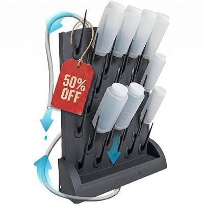 Bottle Drying Rack Kitchen Organizer, Wall Mounted Commercial Dryer for Squeeze Sauce Bottles Glassware, Lab Drying Racks, Test Tube Holder, Sink Drain Rack (32 Pegs)