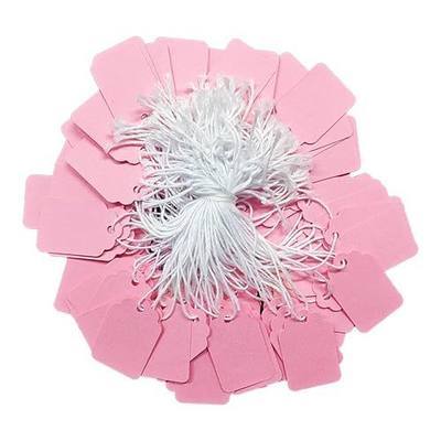 300 Pcs 1.38x0.87 Inches Pink Blank Jewelry Price Tags with String Attached Retail Paper Gift and Sale Hang Tag Handwritten Price Display Lables for Pricing Clothes Necklace & Merchandise