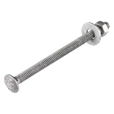 5/16" x 4" (50 Pack) Galvanized Carriage Bolt Kit Grade 307A Includes 5/16" USS Flat Washers (50 pcs) and 5/16"-18 Hex Nuts (50 pcs), Hot Dip Galvanized for Exterior Use by Makers Bolt
