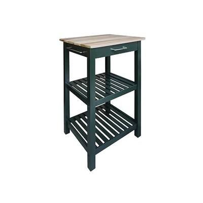 Casual Home Sunrise (Small) with Solid Harvest Hardwood Top Kitchen Island, 22.75" W, Natural/Hunter Green
