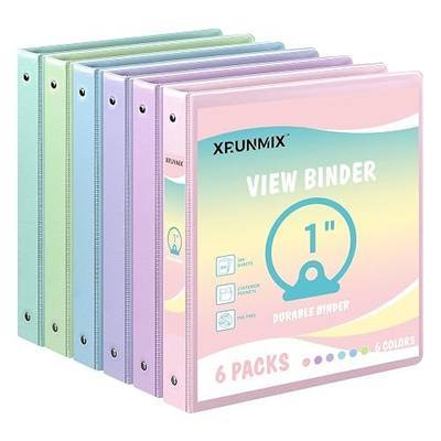 1-inch 3-Ring Binder with Pockets, Basic Binders 1'' Pastel Color Binders, Holds Letter Size 8.5'' x 11'',200 Sheet Capacity, Bundle 6 Pack for Back to School (1-Inch)