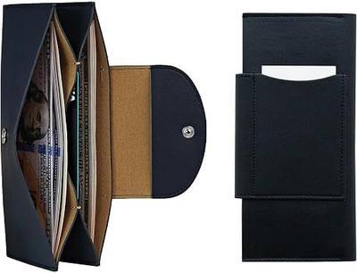 carrotez All-in-One Long Bifold 2-Tier PU Leather Wallet for Women, Money Organizer for Travel, Budgeting, Cash Envelope Wallet for Carrying Cash, Credit Cards & Business Cards - Indigo