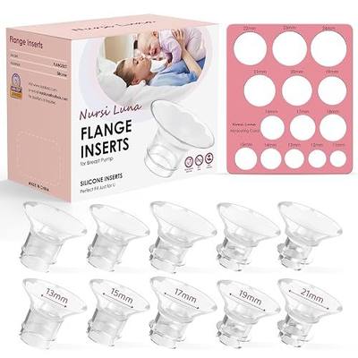 Nursi Luna Flange Sizing Kit for 24mm Breast Pumps, 10PCS | 13/15/17/19/21mm Flange Inserts, Nipple Measurement Tool, Fit Electric & Manual Pump, Soft Silicone, Enhanced Pumping Comfort