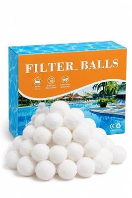 1.5 lbs Pool Filter Balls for Sand Filter, Reusable Pool Sand Filter Balls, Efficient Pool Fiber Filter Balls, Blue Filter Media Balls for Pool (Equals 55lbs Pool Filter Sand) (1, White)