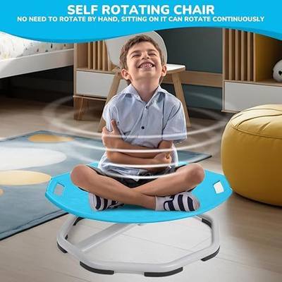 Autism Sensory Spinning Chair with Handle, Sensory Swivel Chair for Autistic Kids, Spinning Seat with Sturdy Non-Slip Metal Base for Toddler & Children, Sit and Spin Training Body Coordination (Blue)