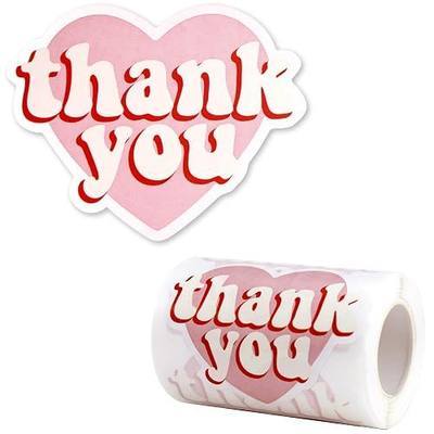 2.4 Inch Pink Heart Shaped Thank You Stickers 2 Rolls for Small Business 240 Pcs Large Personalized Self-Adhesive Sealing Stickers Labels