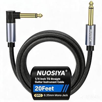 22AWG 18pF/ft Guitar Cable 20FT, Ultra-Low Capacitance, 99.99% OFC with Graphene Hybrid Shield, 1/4" TS to TS Noise-Rejecting Instrument Cord for Electric Guitar, Bass, Mandolin