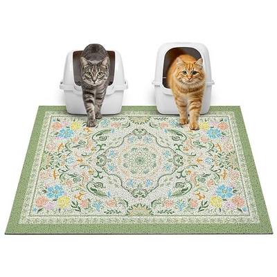 Glittme Cat Litter Mat, 33"x22" Non-Slip Washable Trapping Mat for Cats | Litter Trapping Mat With Thick PVC Coil To Catch Scatter, Soft On Paws And Waterproof Bottom To Protect Floors