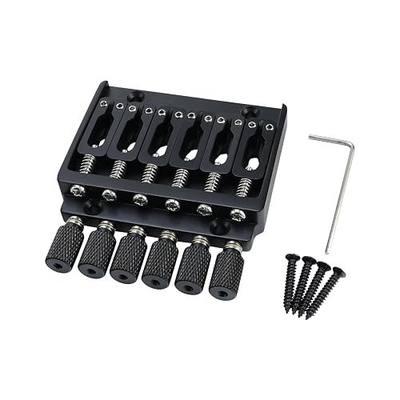 Headless Electric guitar Bridge with Brass Saddles Fixed Bridge for 6 String Headless Electric Guitar Replacement Parts (Matte Black)