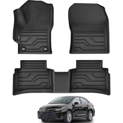 PARTZER Floor Mats for Toyota Corolla 2020-2025 2026 Sedan (Not Fit for Hatchback and Cross), Custom Fit All-Weather TPE Floor Liners, Front & 2nd Row Mat for Corolla Car Accessories
