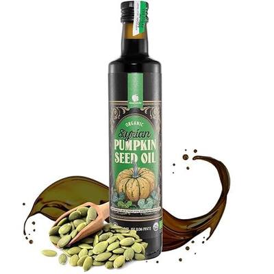 Gourmanity Organic Cold Pressed Styrian Pumpkin Seed Oil, 16.9 oz,100% Pure | Traditionally Made in Austria, Healthy and Delicious Oil, Non-GMO, Vegan and Keto Friendly, Perfect Drizzled Over Salads