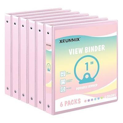 1-inch 2-inch 3-Ring Binder with Pockets, Basic Binders 1''2'' Color Binders, Holds Letter Size 8.5'' x 11'',200/450 Sheet Capacity, Bundle 6 Pack for Back to School (1'' Pink - 6 Packs)