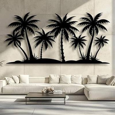 Lunwall Metal Palm Tree Wall Art, Tropical Beach Decor, 35"L x 17"W / 90 x 44cm