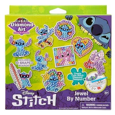 Cra-Z-Art Disney Stitch Gem by Number 10 Pack - 10 Individual Stitch Gem by Number Designs - Diamond Jewel by Number Art, Creative Gem Craft, Great Gift for Birthdays for Girls and Boys Ages 6 and Up