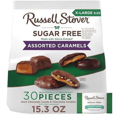 RUSSELL STOVER Sugar Free Assorted Caramel Chocolate Candy, 15.3 oz. bag | ZERO SUGAR, STEVIA EXTRACT, DESSERT, SNACKING, ASSORTED CHOCOLATE, ASSORTED FLAVORS
