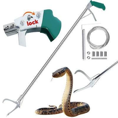 Locking Snake Catcher Grabber Tool, 47" Professional Snake Tongs Heavy Duty | Reptile Snake Catcher Grabber Stainless Steel Snake Pole Wide Jaw Handling Tool Stick with a Protective Structures for Snakes
