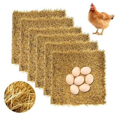 Hamiledyi 12"x12" Chicken Nesting Pads 6Pcs Washable Chicken Coop Bedding Laying Artificial Grass Rug Carpet Synthetic Turf Mat Garden Lawn Indoor/Outdoor Bedding for Chicken Hen Small Pets(Brown)