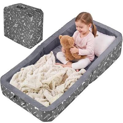 JOYWOO Toddler Floor Mat, Toddler Travel Mats for 3-6, Foldable Portable Foam Mat for Home/Playroom/Hotel, Kids Floor Mats with Washable Cloth Cover, Playmat Foam Pad for Kids, Charcoal