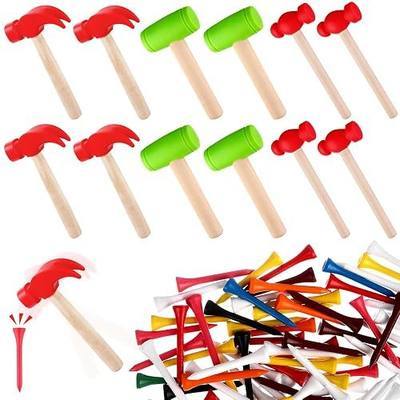 12Pcs Hammer Toys with 100Pcs Small Wooden Hammer Simulation Fake Hammer Maintenance Tools,Toy Hammer Plastic Toddler Claw Hammer Portable Toys Pretend Play Fake Mallet Hammer for Boys Girls