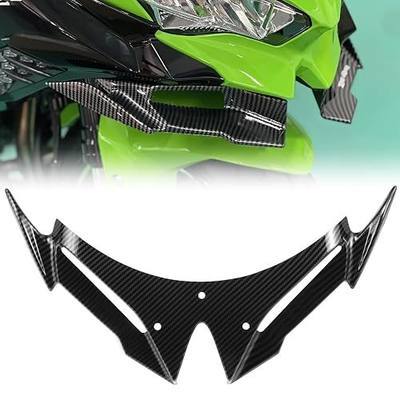 for Kawasaki Ninja 500 Z500 Ninja500 Motorcycle Front Fairing Winglet Aerodynamic Spoiler Beak Nose Cone Extension Fixed Wing Kit (Black+Gray)