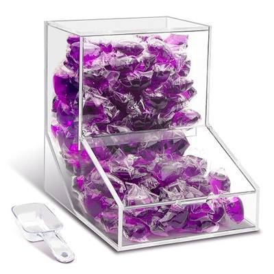 Laundry Pods Container with Spoon, Acrylic Candy Dispenser with 2 Lid, Dishwasher Pod Holder, Laundry Detergent Container, Laundry Organization for Laundry Room, kitchen, Office Used- Stand, 1pcs