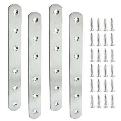 4 Pack 6 Inch Stainless Steel Flat Plate Straight Bracket | 160mm Metal Brackets, Mending Repair Plate Brace, With Screws, For Wood Straight Brace