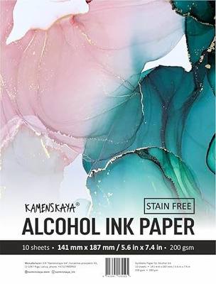 KAMENSKAYA Alcohol Ink Paper - Synthetic Paper Set for Alcohol Inks - 5.6 x 7.4 in, 10 Sheets