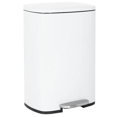 Dopinmin Kitchen Trash Can 13 Gallon Stainless Steel White Trash Can | 50L Kitchen Garbage Can with Removable Inner Bucket and Hinged Lids, Step Trash Bin Pedal Trashcans for Home Office
